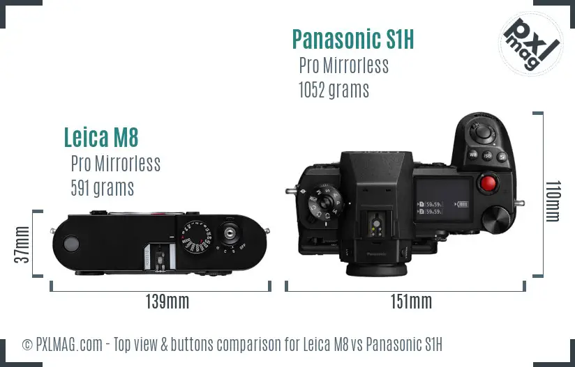 Leica M8 vs Panasonic S1H top view buttons comparison