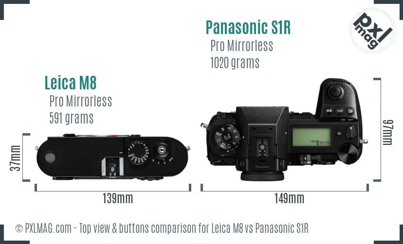 Leica M8 vs Panasonic S1R top view buttons comparison