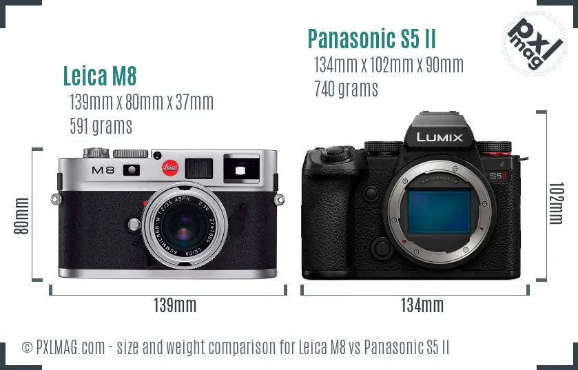Leica M8 vs Panasonic S5 II size comparison