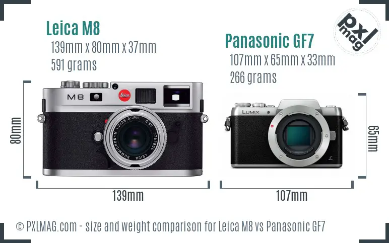 Leica M8 vs Panasonic GF7 size comparison
