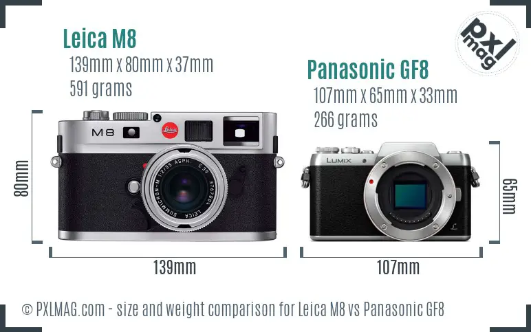 Leica M8 vs Panasonic GF8 size comparison