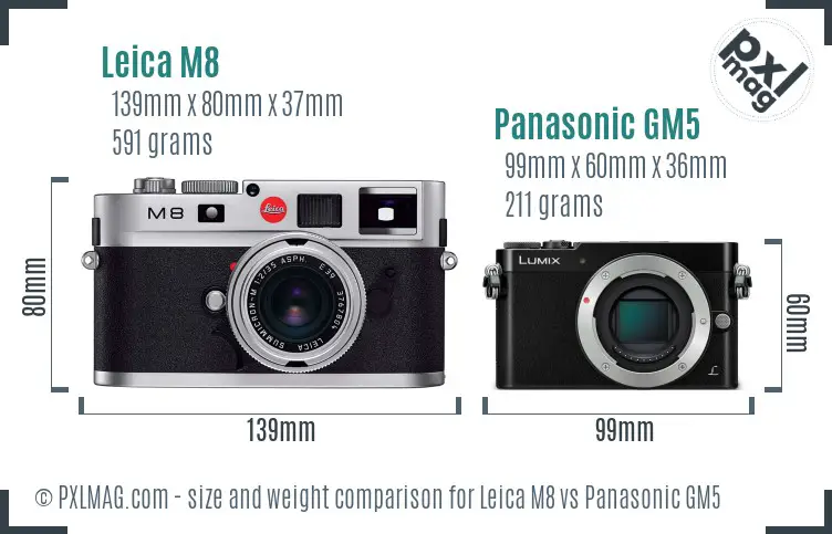 Leica M8 vs Panasonic GM5 size comparison