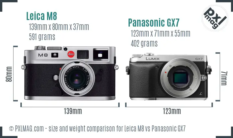 Leica M8 vs Panasonic GX7 size comparison