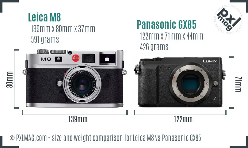 Leica M8 vs Panasonic GX85 size comparison