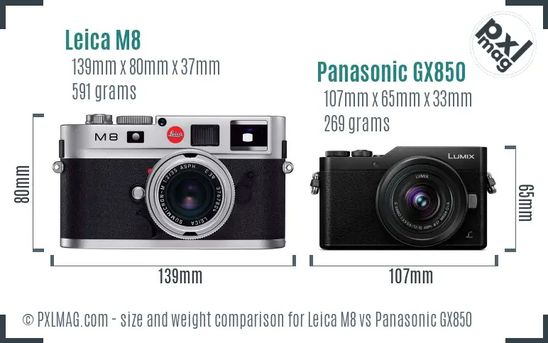 Leica M8 vs Panasonic GX850 size comparison