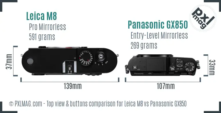 Leica M8 vs Panasonic GX850 top view buttons comparison