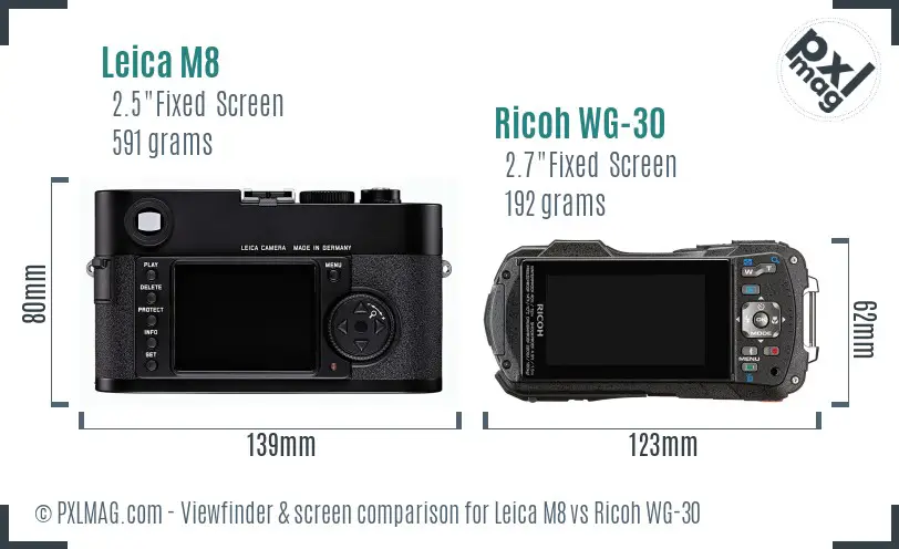 Leica M8 vs Ricoh WG-30 Screen and Viewfinder comparison