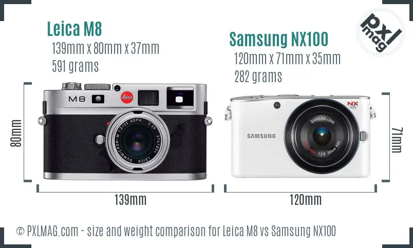 Leica M8 vs Samsung NX100 size comparison
