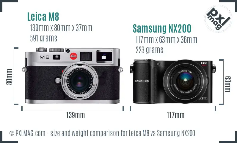 Leica M8 vs Samsung NX200 size comparison