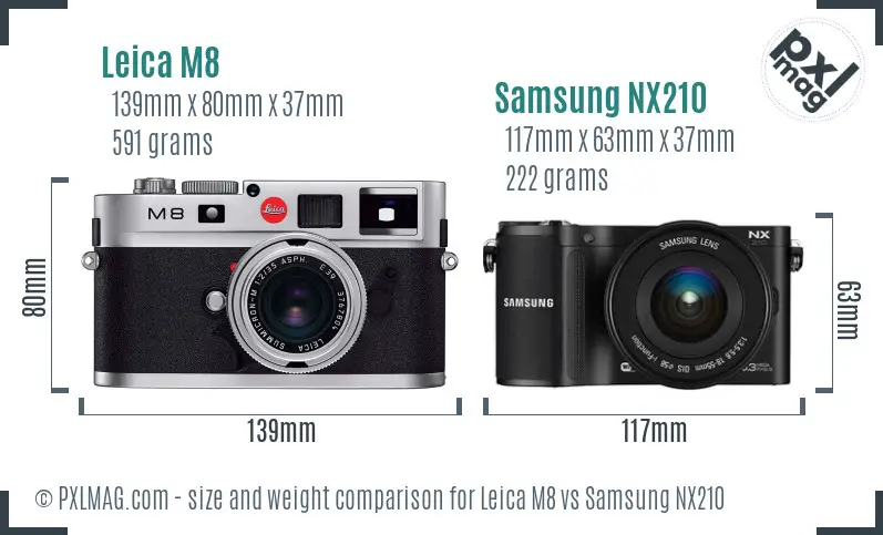 Leica M8 vs Samsung NX210 size comparison