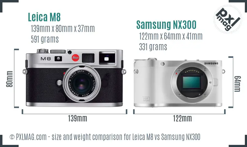 Leica M8 vs Samsung NX300 size comparison