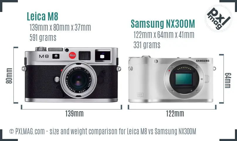 Leica M8 vs Samsung NX300M size comparison