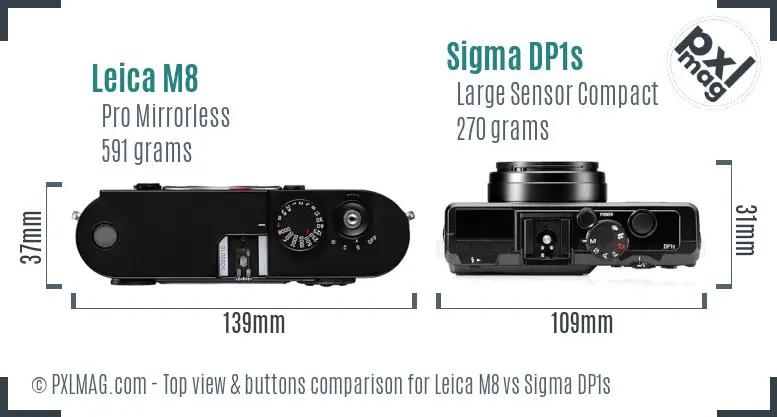 Leica M8 vs Sigma DP1s top view buttons comparison