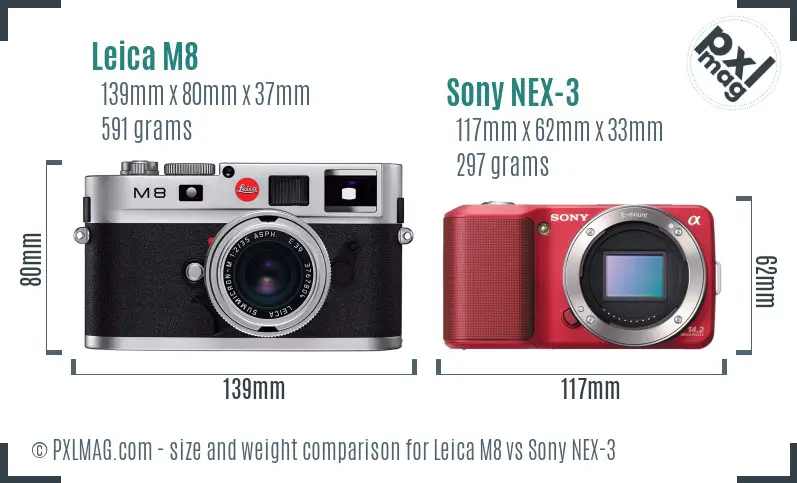 Leica M8 vs Sony NEX-3 size comparison