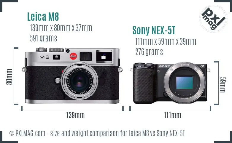 Leica M8 vs Sony NEX-5T size comparison