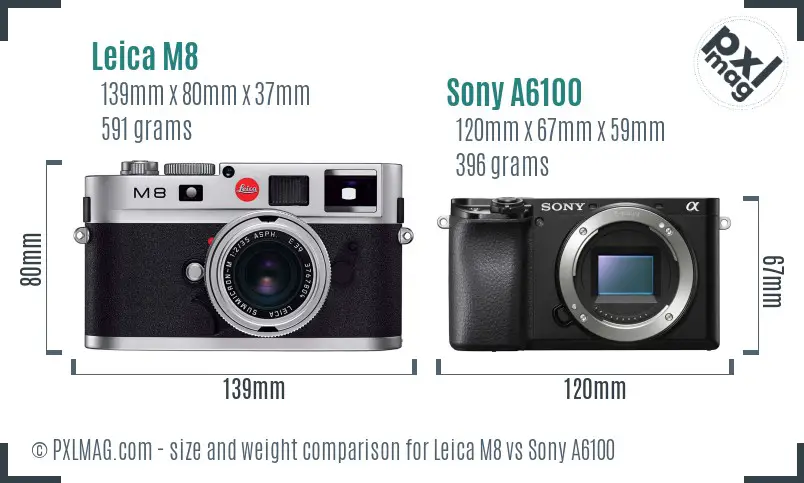 Leica M8 vs Sony A6100 size comparison