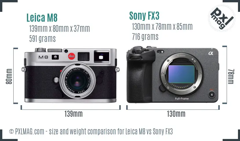 Leica M8 vs Sony FX3 size comparison