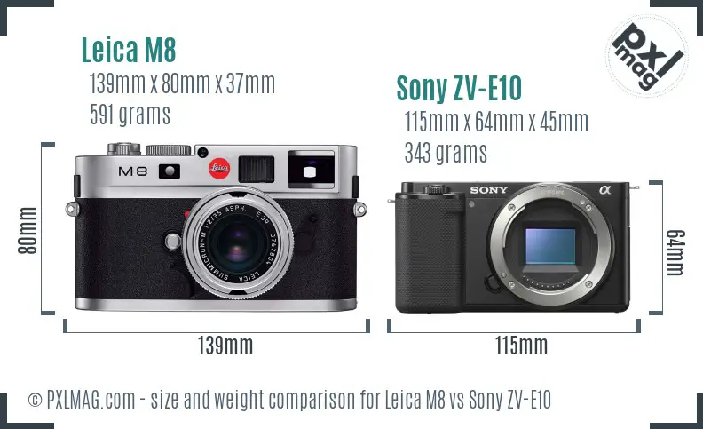 Leica M8 vs Sony ZV-E10 size comparison Leica M8 vs Sony ZV-E10 size comparison
