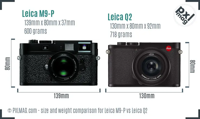 Leica M9-P vs Leica Q2 size comparison