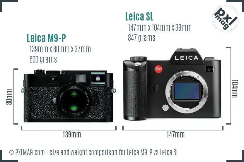 Leica M9-P vs Leica SL size comparison