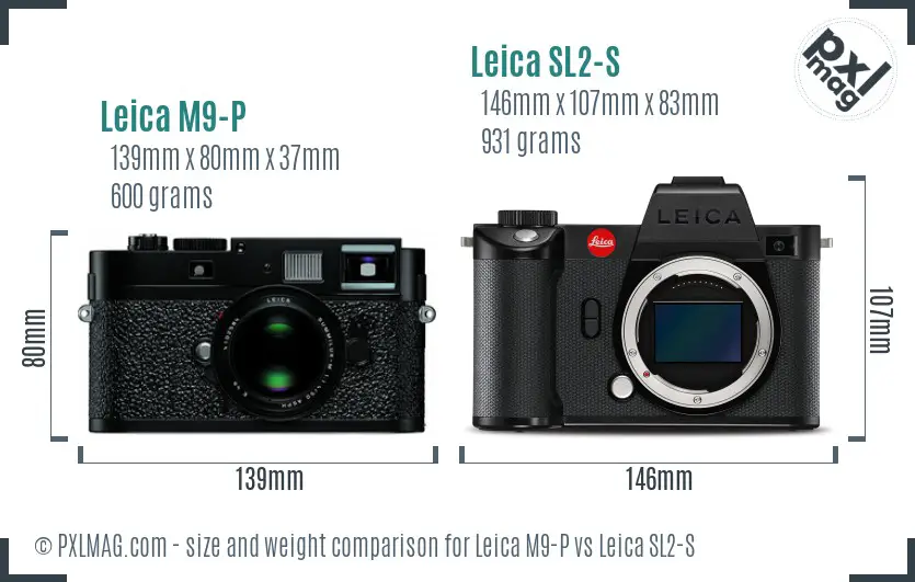 Leica M9-P vs Leica SL2-S size comparison