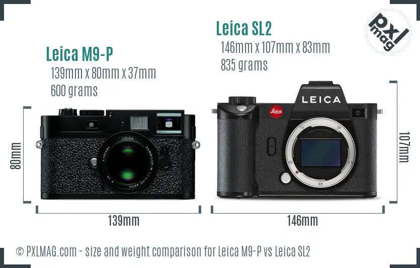 Leica M9-P vs Leica SL2 size comparison