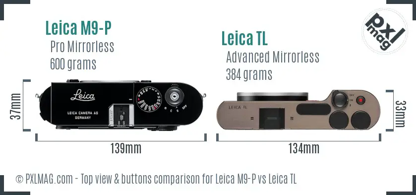 Leica M9-P vs Leica TL top view buttons comparison Leica M9-P vs Leica TL top view buttons comparison