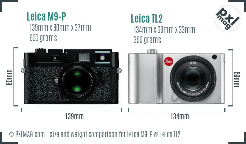 Leica M9-P vs Leica TL2 size comparison