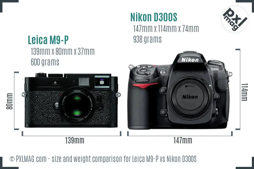 Leica M9-P vs Nikon D300S size comparison