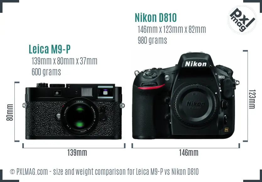 Leica M9-P vs Nikon D810 size comparison