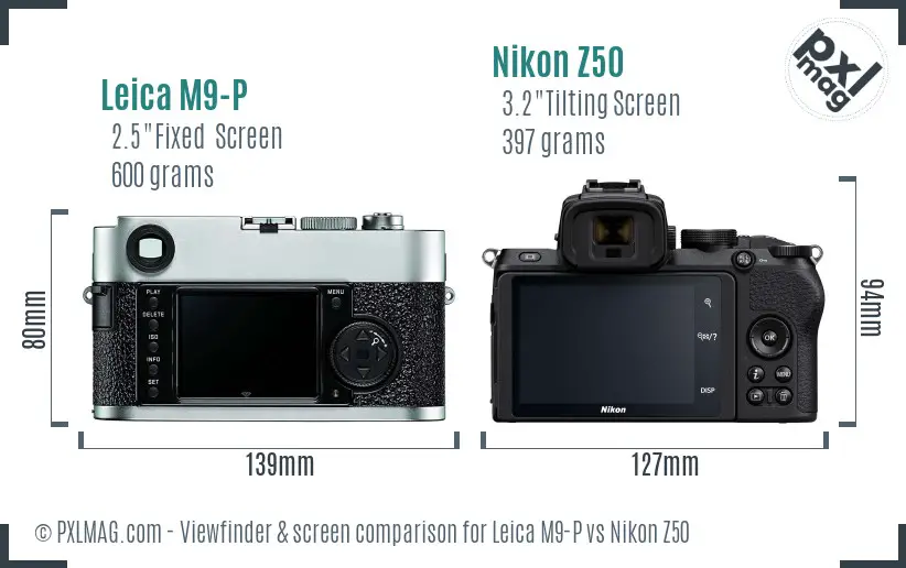 Leica M9-P vs Nikon Z50 Screen and Viewfinder comparison