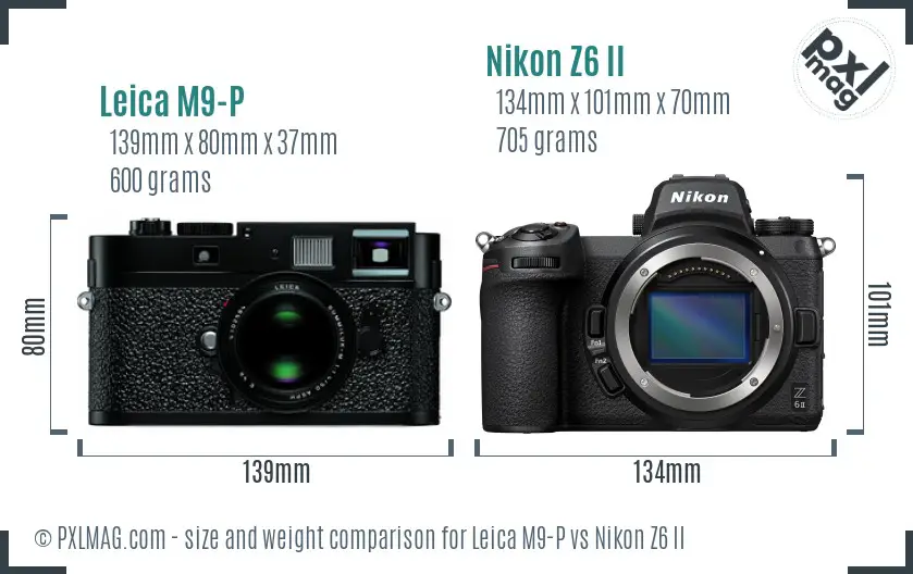 Leica M9-P vs Nikon Z6 II size comparison