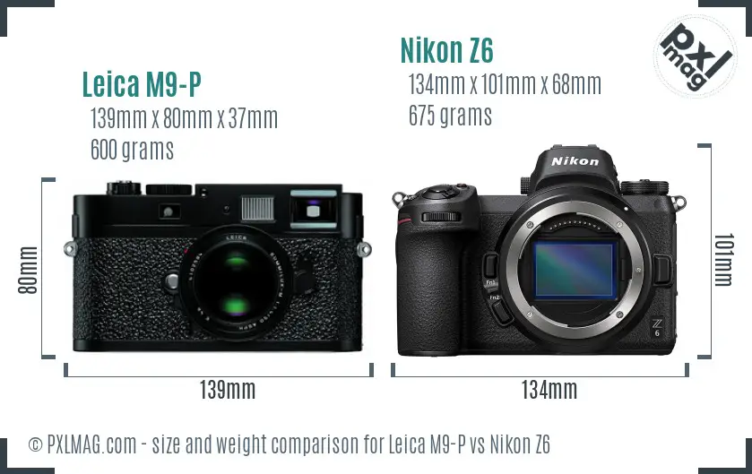 Leica M9-P vs Nikon Z6 size comparison