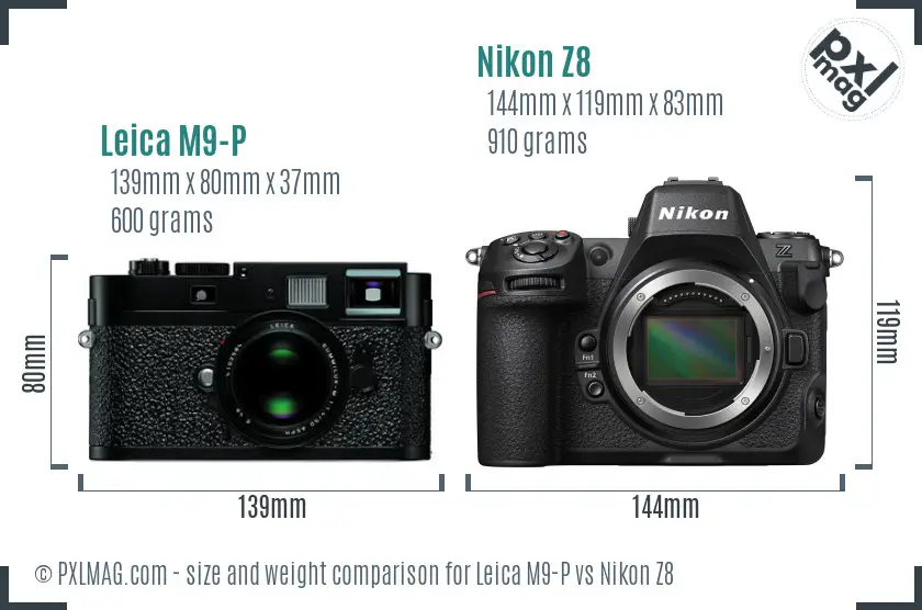 Leica M9-P vs Nikon Z8 size comparison Leica M9-P vs Nikon Z8 size comparison