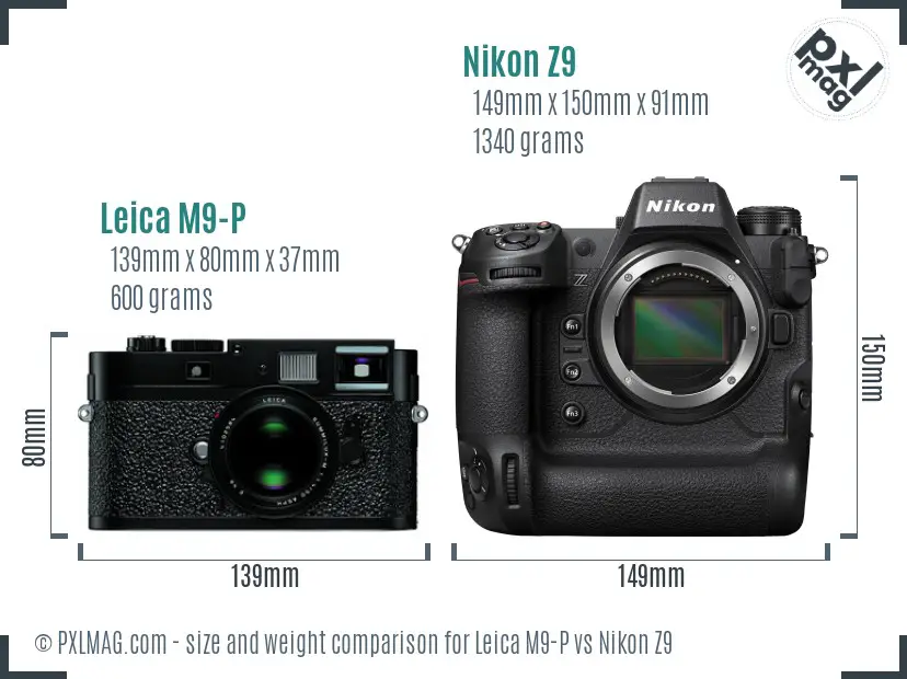 Leica M9-P vs Nikon Z9 size comparison