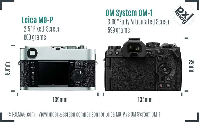 Leica M9-P vs OM System OM-1 Screen and Viewfinder comparison