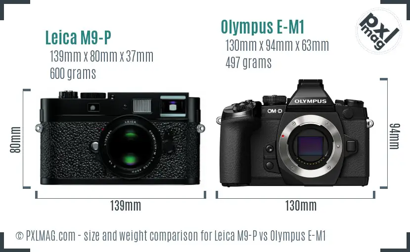 Leica M9-P vs Olympus E-M1 size comparison
