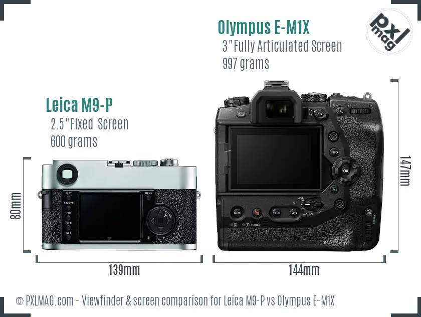 Leica M9-P vs Olympus E-M1X Screen and Viewfinder comparison