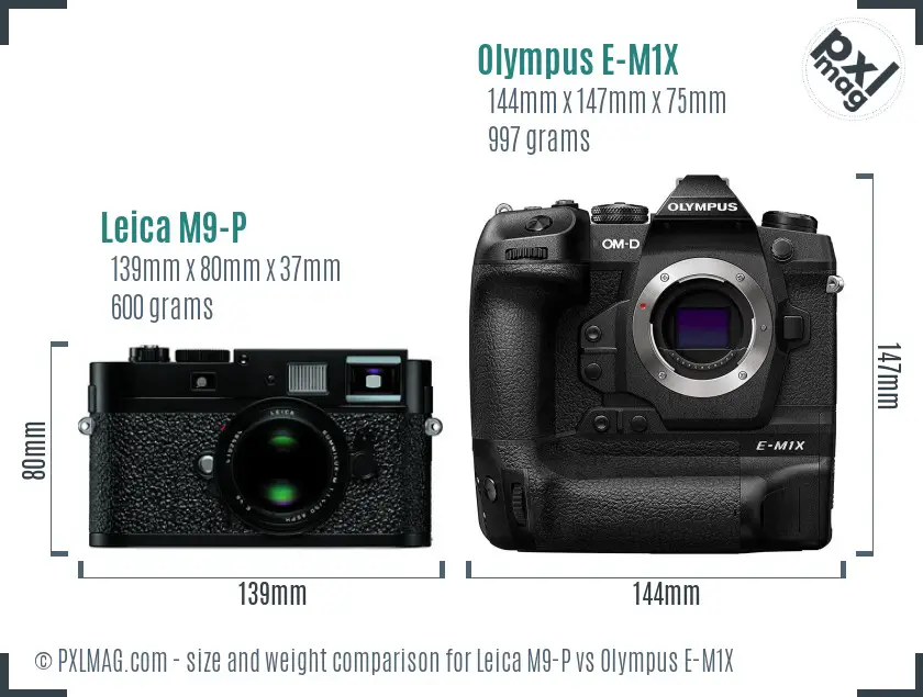 Leica M9-P vs Olympus E-M1X size comparison