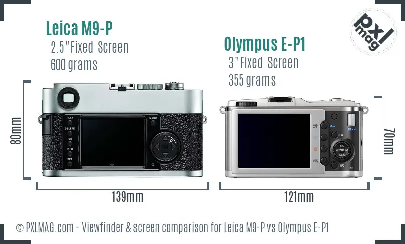 Leica M9-P vs Olympus E-P1 Screen and Viewfinder comparison