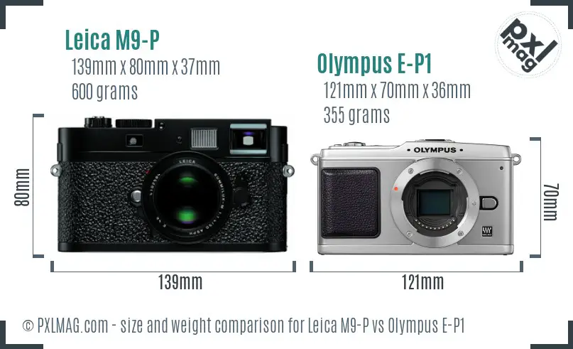 Leica M9-P vs Olympus E-P1 size comparison