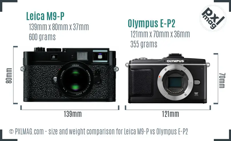 Leica M9-P vs Olympus E-P2 size comparison