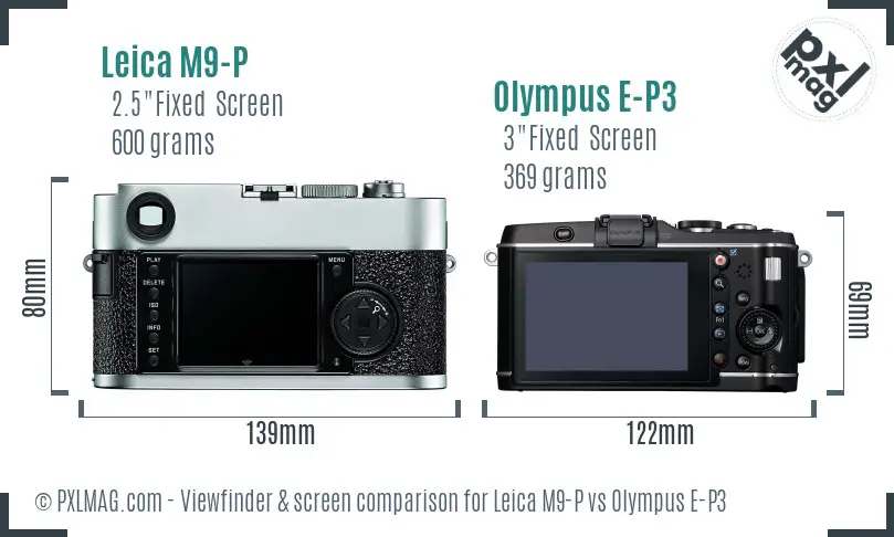 Leica M9-P vs Olympus E-P3 Screen and Viewfinder comparison