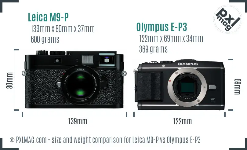 Leica M9-P vs Olympus E-P3 size comparison
