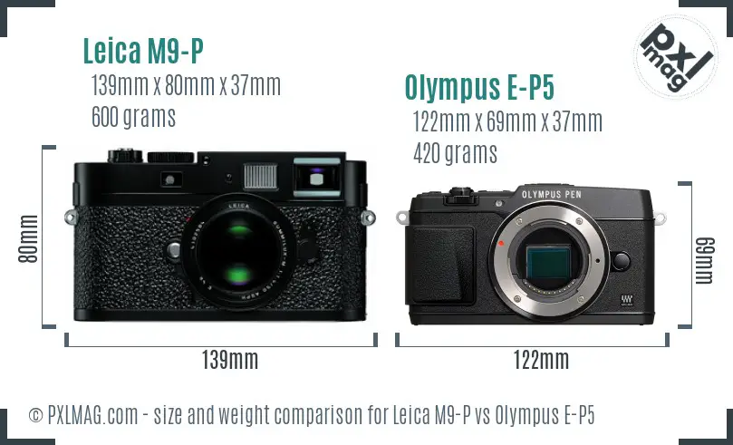 Leica M9-P vs Olympus E-P5 size comparison