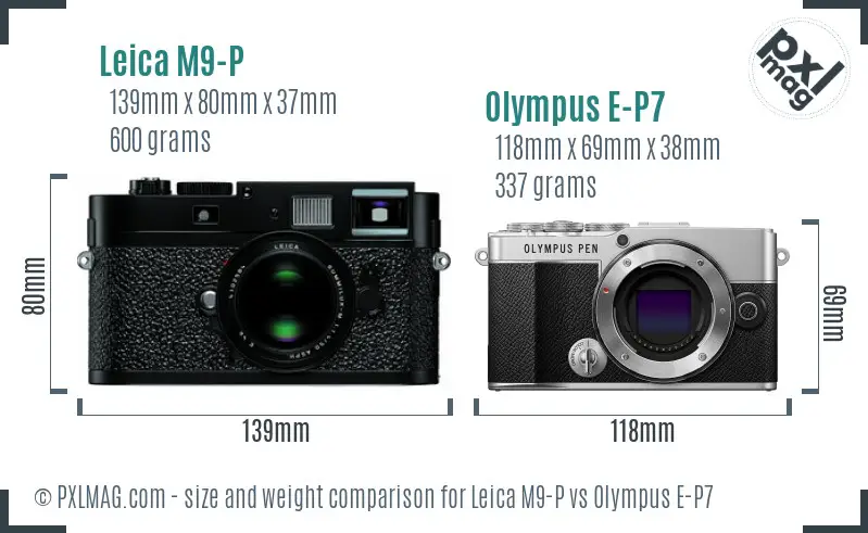 Leica M9-P vs Olympus E-P7 size comparison Leica M9-P vs Olympus E-P7 size comparison