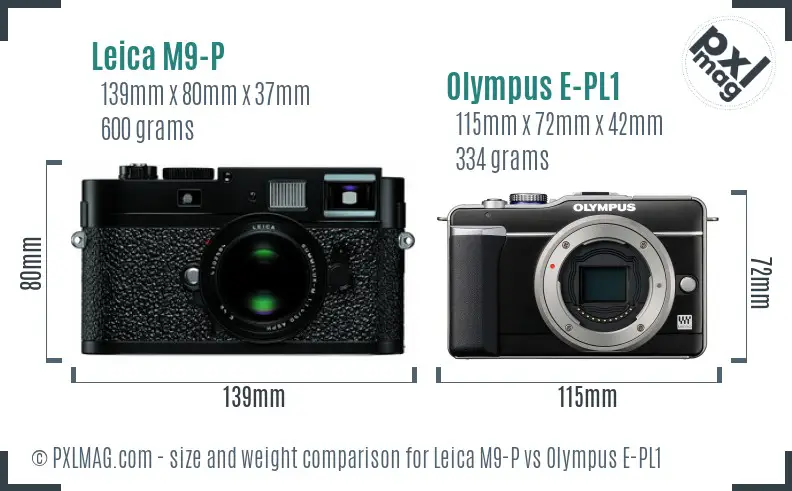 Leica M9-P vs Olympus E-PL1 size comparison
