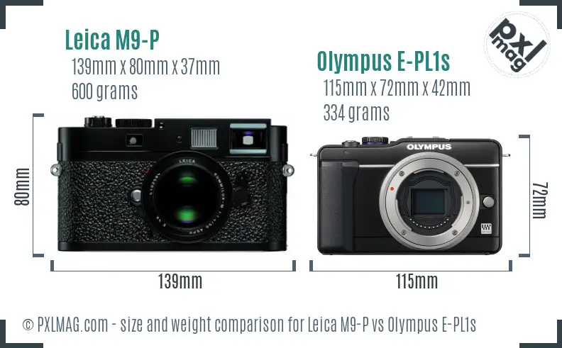 Leica M9-P vs Olympus E-PL1s size comparison