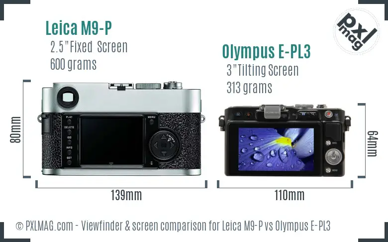 Leica M9-P vs Olympus E-PL3 Screen and Viewfinder comparison