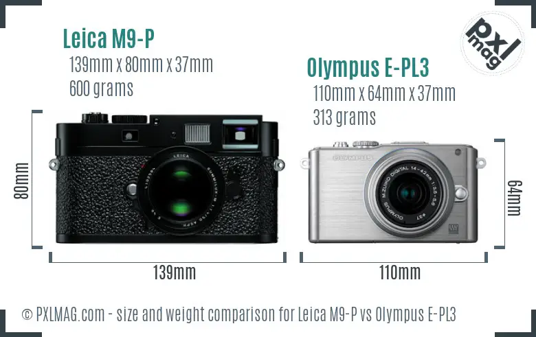 Leica M9-P vs Olympus E-PL3 size comparison